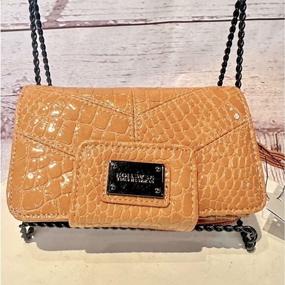 NWT Kenneth Cole Reaction Vachetta Tan Crocodile Embossed Wristlet Bifold Wallet - Picture 3 of 8